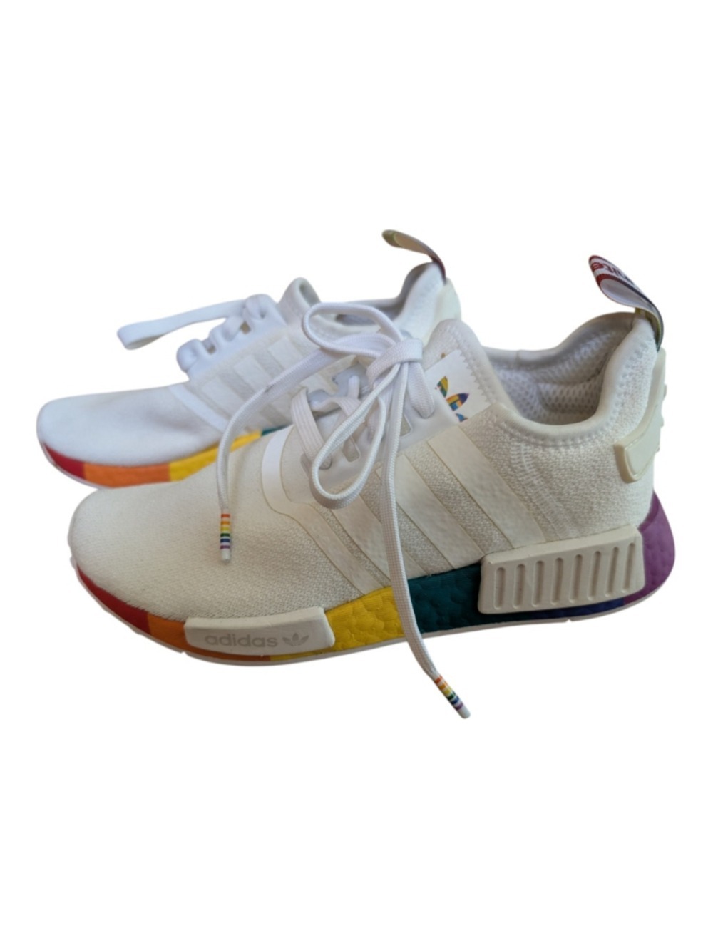 Adidas NMD R1 Pride White Rainbow Boost Sneakers Women’s Size 6-6.5 Men’s 5